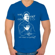 PRINTFASHION Joey - Férfi V-nyakú póló - Királykék férfi póló