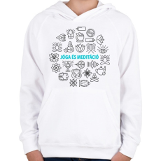 PRINTFASHION Jóga és meditáció - Gyerek kapucnis pulóver - Fehér