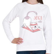 PRINTFASHION Jóga örökké - Cicás - Női pulóver - Fehér női pulóver, kardigán