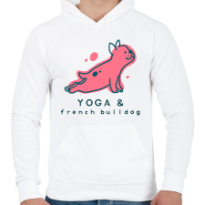 PRINTFASHION Jógázó francia bulldog - Férfi kapucnis pulóver - Fehér férfi pulóver, kardigán