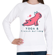 PRINTFASHION Jógázó francia bulldog - Női pulóver - Fehér női pulóver, kardigán