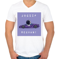 PRINTFASHION Jogsi? Megvan! - Férfi V-nyakú póló - Fehér férfi póló