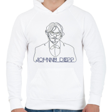 PRINTFASHION Johhny Depp - Vonalas - Férfi kapucnis pulóver - Fehér férfi pulóver, kardigán