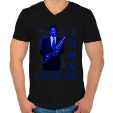 PRINTFASHION john coltrane - Férfi V-nyakú póló - Fekete férfi póló