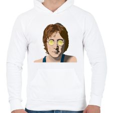 PRINTFASHION John Lennon - Férfi kapucnis pulóver - Fehér férfi pulóver, kardigán