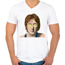 PRINTFASHION John Lennon - Férfi V-nyakú póló - Fehér férfi póló