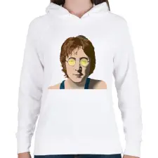 PRINTFASHION John Lennon - Női kapucnis pulóver - Fehér női pulóver, kardigán