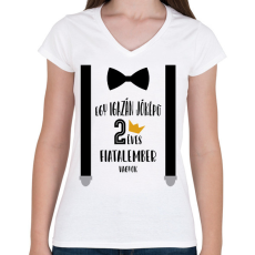 PRINTFASHION Jóképű fiatalember - Számmal - Női V-nyakú póló - Fehér