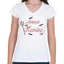 PRINTFASHION Jóképű kisördög - Női V-nyakú póló - Fehér női póló