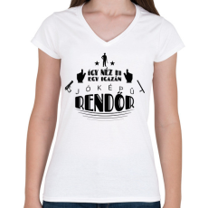 PRINTFASHION Jóképű rendőr - Női V-nyakú póló - Fehér