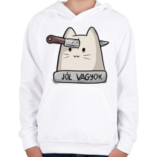 PRINTFASHION Jól vagyok - Gyerek kapucnis pulóver - Fehér gyerek pulóver, kardigán