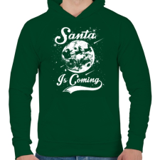 PRINTFASHION Jön a Mikulás - Férfi kapucnis pulóver - Sötétzöld férfi pulóver, kardigán