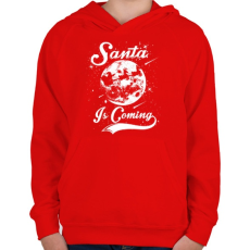 PRINTFASHION Jön a Mikulás - Gyerek kapucnis pulóver - Piros