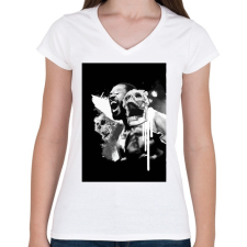 PRINTFASHION Jon Jones - Női V-nyakú póló - Fehér női póló