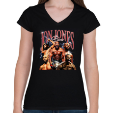 PRINTFASHION Jon Jones - Női V-nyakú póló - Fekete