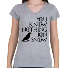 PRINTFASHION JON SNOW - Női V-nyakú póló - Sport szürke