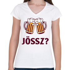 PRINTFASHION Jössz sörözni? - Női V-nyakú póló - Fehér női póló