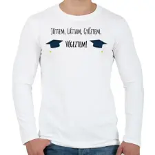 PRINTFASHION Jöttem, láttam, győztem, végeztem! - Férfi hosszú ujjú póló - Fehér férfi póló