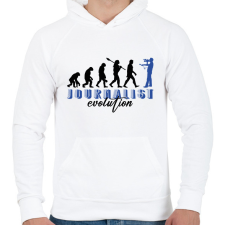 PRINTFASHION Journalist evolution - Férfi kapucnis pulóver - Fehér férfi pulóver, kardigán
