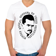 PRINTFASHION József Attila - Minden meghal bennem - Férfi V-nyakú póló - Fehér