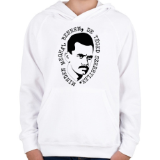 PRINTFASHION József Attila - Minden meghal bennem - Gyerek kapucnis pulóver - Fehér