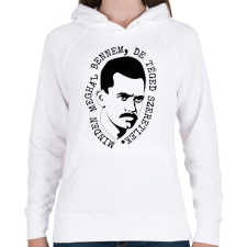 PRINTFASHION József Attila - Minden meghal bennem - Női kapucnis pulóver - Fehér női pulóver, kardigán