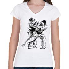PRINTFASHION Judo skicc - Női V-nyakú póló - Fehér női póló