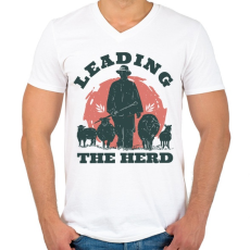 PRINTFASHION Juhász - leading the herd - Férfi V-nyakú póló - Fehér