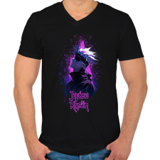 PRINTFASHION Jujutsu Kaisen GOJO - Férfi V-nyakú póló - Fekete férfi póló