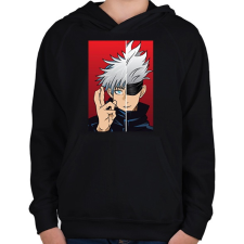 PRINTFASHION Jujutsu Kaisen Gojo - Gyerek kapucnis pulóver - Fekete gyerek pulóver, kardigán