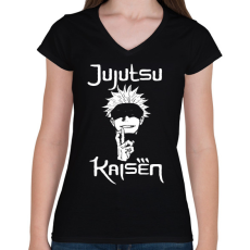 PRINTFASHION Jujutsu Kaisen Gojo - Női V-nyakú póló - Fekete