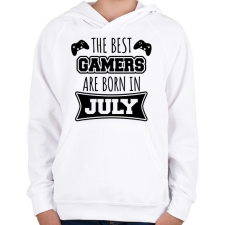 PRINTFASHION Júliusi gamer - Gyerek kapucnis pulóver - Fehér gyerek pulóver, kardigán