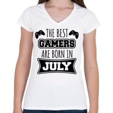 PRINTFASHION Júliusi gamer - Női V-nyakú póló - Fehér női póló