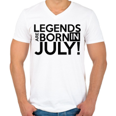 PRINTFASHION July - Férfi V-nyakú póló - Fehér