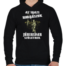 PRINTFASHION Júniusi horgász - Férfi kapucnis pulóver - Fekete férfi pulóver, kardigán