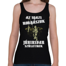 PRINTFASHION Júniusi horgász - Női atléta - Fekete női trikó