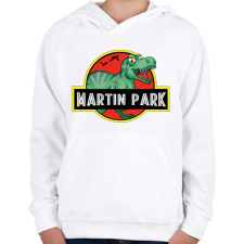 PRINTFASHION Jurassic Park - Névvel - Gyerek kapucnis pulóver - Fehér gyerek pulóver, kardigán