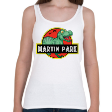 PRINTFASHION Jurassic Park - Névvel - Női atléta - Fehér női trikó