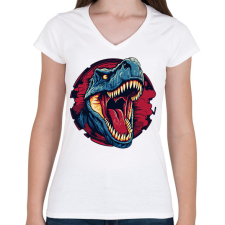 PRINTFASHION Jurassic Park - Női V-nyakú póló - Fehér női póló