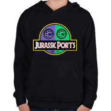 PRINTFASHION Jurassic ports - Gyerek kapucnis pulóver - Fekete