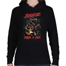 PRINTFASHION Jurassic rockstar t-rex - Női kapucnis pulóver - Fekete
