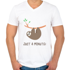 PRINTFASHION Just a minute! - Férfi V-nyakú póló - Fehér