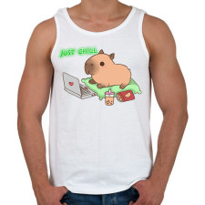 PRINTFASHION Just chill - Capybara - Férfi atléta - Fehér atléta, trikó
