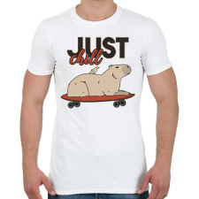 PRINTFASHION Just chill - Capybara - Férfi póló - Fehér férfi póló