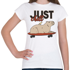 PRINTFASHION Just chill - Capybara - Női póló - Fehér