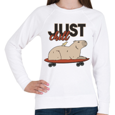 PRINTFASHION Just chill - Capybara - Női pulóver - Fehér női pulóver, kardigán