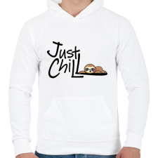 PRINTFASHION Just Chill Lajhár - Férfi kapucnis pulóver - Fehér férfi pulóver, kardigán