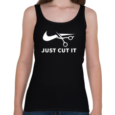 PRINTFASHION Just cut it - Márka paródia - Női atléta - Fekete női trikó