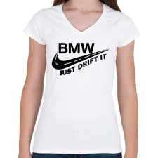 PRINTFASHION Just drift it - Női V-nyakú póló - Fehér női póló
