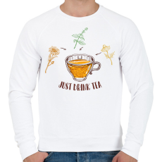 PRINTFASHION Just drink tea - Férfi pulóver - Fehér